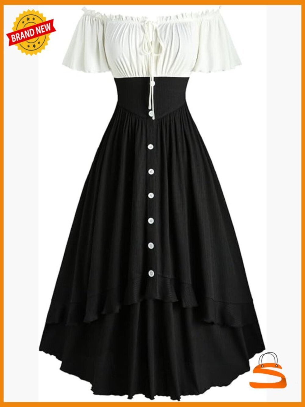 Plus Size Renaissance Corset Dress Off Shoulder Short Sleeve Midi
